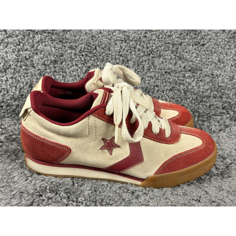 Converse Re-Issue 2003 Vintage Suede Sneakers Burgundy Cream Mens 8 Womens 10 - Picture 1 of 10